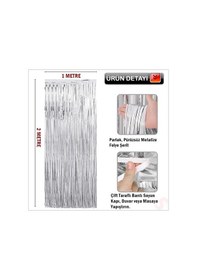 Resim Kapı, Duvar Ve Arka Fon Saçaklı Perde 1mt X 2mt - Gümüş 