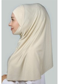 Resim Altobeh Hazır Türban Peçeli Pratik Eşarp Tesettür Nikaplı Hijab - Namaz Örtüsü Sufle (XL) - Krem 