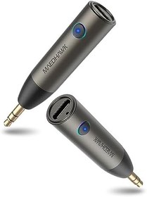 Resim MaedHawk 5.3 Araba Bluetooth Aux Adaptörü, [Kararlı Bağlantı] 3,5 mm Bluetooth Adaptörü Kablosuz Ses Alıcısı, Araba Ev Stereo Kablolu Kulaklıklar Hoparlör, Eller Serbest Aramalar [Gelişmiş Mikrofon], 