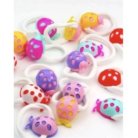 Resim Mena Rise Okavango Çocuk Renkli Uğurböceği 8'li Lastik Toka Seti, Toka Organizer, Kız Çocuk Toka 