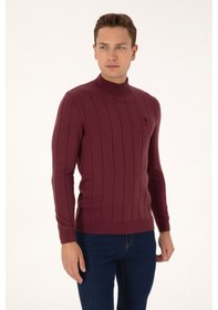 Resim U.S. Polo Assn. Erkek Slim Fit Boğazlı Yaka Bordo Kazak 50315019-VR177 
