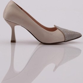 Resim Dgn 639 Kadın Önü Taşlı Topuklu Ayakkabı 639-1510-R2877 Bej 