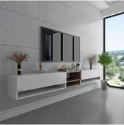 Resim Myniture Home & Living Duvara Monte Tv Sehpası Beyaz S6104-1 