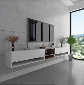 Resim Myniture Home & Living Duvara Monte Tv Sehpası Beyaz S6104-1 