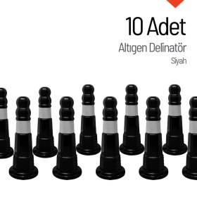 Resim İleri Trafik 10'lu Altıgen Delinatör Seti, Esnek Duba 