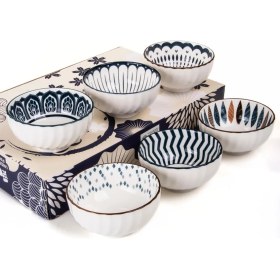 Resim Storemax 6'lı Desenli Porselen Kase Seti 320 Ml, Çorbalık, Kahvaltılık, Atıştırmalık Kase Hediyelik Kutulu,çok Renkli, FAN05 