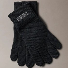 Resim Calvin Klein PATCH WOOL KNITTED GLOVES Siyah Erkek Eldiven 