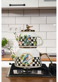 Resim Miss Betty Paradise Prdcyd-9381-1 2.65 L Damalı Emaye Çaydanlık 