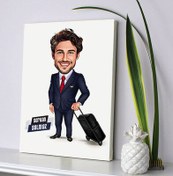 Resim Seyahate Çıkan Erkek Karikatürlü Kanvas Tablo 
