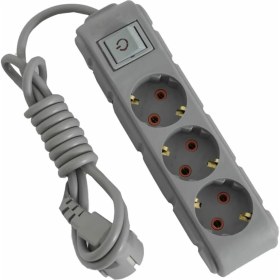 Resim 3lü Anahtarlı Priz 3 Metre 16A 250V, Üçlü Topraklı Uzatma Kablosu 3 Metre (Gri) 