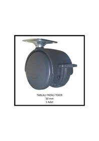 Resim Frenli, Tablalı, Mobilya Tekerleği, 50 Mm, Ofis Koltuk, Dolap, Etejer, 360 Derece Döner Siyah 