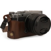 Resim Megagear MG1771 Suni Deri Yarım Kamera Kılıfı Fujifilm X-A7 ile Uyumlu (Tek Dip) 