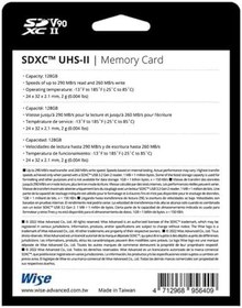 Resim Wise SDXC UHS-II V90 128 GB R:290 MBs/W: 260 MBs WI-SD-N128 Marka 