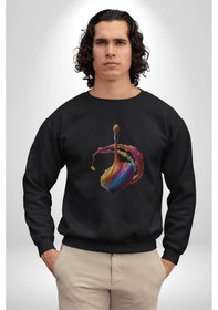 Resim Resim Fırcası Unisex Siyah Baskılı Sweatshirt Siyah 