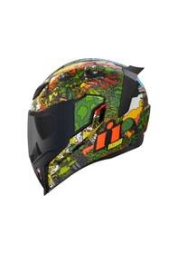 Resim Icon Airflite Gp23 Kapalı Motosiklet Kaskı Siyah Yeşil Turuncu 