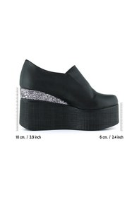 Resim Erkan Saçmacı Lumi Siyah Vegan Yuvarlak Burun Taşlı Gizli Dolgu Topuklu Günlük Ayakkabı Siyah 