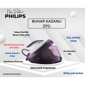 Resim Philips Psg8050-30 Perfectcare 8000 Series 2700 W Mor Buhar Kazanlı Ütü 