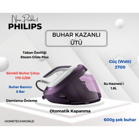 Resim Philips Psg8050-30 Perfectcare 8000 Series 2700 W Mor Buhar Kazanlı Ütü 