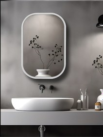 Resim Side Beyaz 45X60Cm /Banyo Dolabı Aynalı / Lavabo Üstü Dolap / Banyo Düzenleyici / Aynalı Dolap Beyaz 