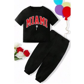 Resim Çocuk Miami Alt - Üst Eşofman Takımı Siyah 