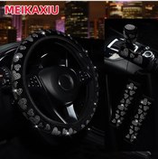 Resim 5 Adet Kalp Matkap Araba İç Halka Olmadan Direksiyon Kılıfı El Freni Kapağı Bk Slivr Bk Slivr 