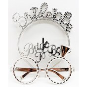 Resim Bride To Be Yazılı Taç ve Bride To Be Yazılı Gözlük Seti Gümüş Renk 
