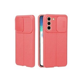 Resim Teleplus Samsung Galaxy S22 Plus Lensi Kamera Korumalı Deri Dokulu Silikon Kırmızı Kılıf 
