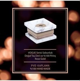Resim Mayaglory Vogue Serisi Doğal Mermer Taş Deri Sabunluk Rose Renk 4260 