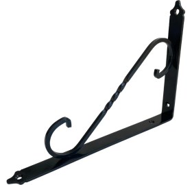 Resim DS Yapı Raf Altı Ferforje Demir Tutucu L Raf Demiri Sabitleyici (Demir)(Siyah) 