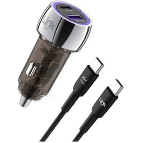Resim Linktech C437 55w Dual Pd30w + Qc25w Şeffaf Araç Şarj Aleti Type-c To Type-c Kablo Set - 
