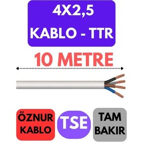 Resim Öznur 4x2,5 Ttr Kablo Metre Seçenekli Beyaz - 10 Metre 