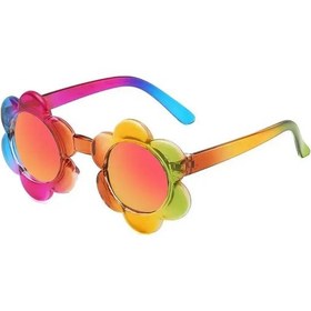 Resim Moonbıffy Çocuk Güneş Gözlüğü - Yuvarlak Çerçeveli, Gökkuşağı Renkli, Açık Hava Aktiviteleri İçin Chınayellow51gri Gri 