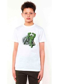Resim Tshirthane Hulk A Baskılı Unisex Çocuk Beyaz T-Shirt 