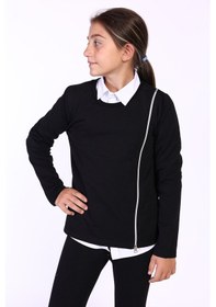 Resim Toontoy Kız Çocuk Fermuar Detaylı Baskılı Sweatshirt Siyah 