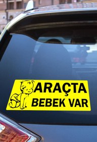 Resim Znl Home Sarı Zemin Üzerine Siyah Renk "araçta Bebek Var" Yazısı Araç Stickeri 