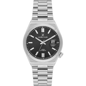 Resim Daniel Klein DKE.1.14044.2 Siyah Gümüş Japan Automatic Kelebek Kilit Çelik Kordonlu Takvimli Otomatik Erkek Kol Saati 