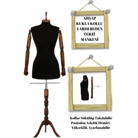 Resim Manken İstanbul Ahşap Kukla Kollu Bayan Terzi Mankeni 