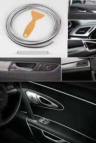 Resim KARA AUTO Nissan Almera Uyumlu Krom Fitilli Araç Içi Ip Şerit Nikelajlı 5 Metre 