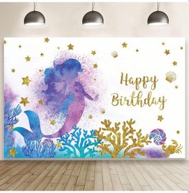 Resim Denizkızı Mutlu Doğum Günü Zemin Banner Arka Plan Çocuklar Vinil Dekorasyon B - 120 x 80 Cm 