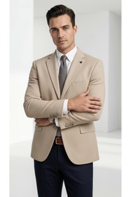 Resim Plus Scorpion Slim Fit Mikro Desenli Erkek Ceket Yazlık Pike Kumaş Çift Yırtmaç Blazer 