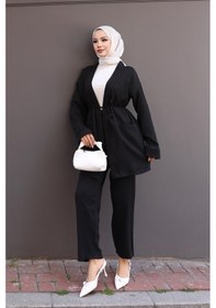 Resim Misskayle Cep Detaylı Kimono Takım Siyah Siyah 