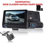 Resim 3 Kameralı 4inç 1080p Yol Kayıt Kamerası.üç Kameralı Araç Kamera 