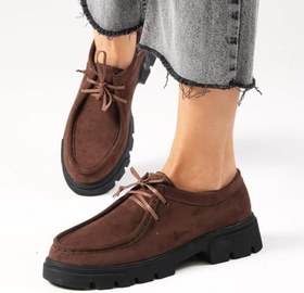 Resim Mio Gusto Hope Kahverengi Kalın Tabanlı Kadın Loafer Ayakkabı 