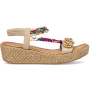 Resim Guja 25y153-2 Kadın Taşlı Düz Sandalet Bej Bej 