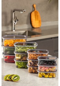 Resim Vienev 12'li Hava Geçirmez Saklama Kabı Seti Antrasit 3 x 250 - 500 - 750 - 1200 ML Antrasit 