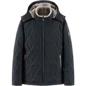 Resim Yingfu Kışlık Büyük Beden Kadife Kalın Pamuklu Kaban-siyah, Termal Kaban Siyah 