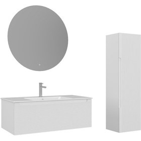 Resim Orka Olbia 100 Cm Mat Beyaz Banyo Dolabı Takımı Ve Boy Dolabı Beyaz 