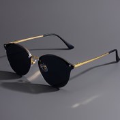 Resim Kadınlar için Retro Siyah Moda Gözlükler Şık Kesik Kenarlı Lensli Altın Metal Çerçeve Parti Gözlüğü Erkek ve Kadınlar İçin 