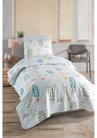 Resim Yatak Örtüsü Seti Tek Kişilik Pamuklu 2 Parça Cikcik Desen Mint / Yumuşak Dokulu Mint 