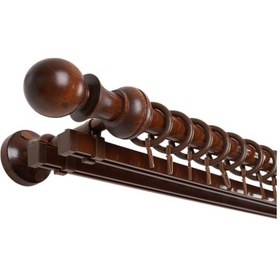 Resim Meyra Demonte Başlıklı Ahşap Rustik Perde Askısı - Çift Raylı -ceviz 200 Cm Ceviz 